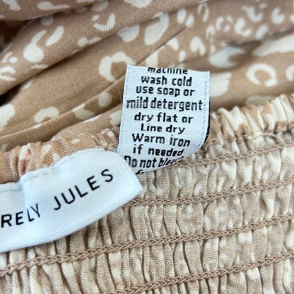 Sincerely Jules Cottagecore Boho Midi Dress SZ M Beige Tan Prairie Romantic - Picture 9 of 9